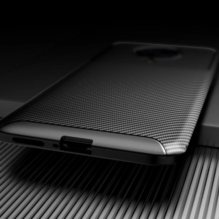 Xiaomi Poco F2 Pro Kılıf Karbon Serisi Mat Fiber Silikon Negro Kapak - Siyah
