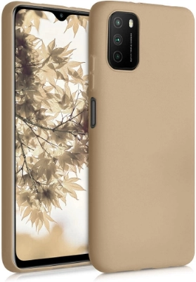 Xiaomi Poco M3 Kılıf İnce Soft Mat Renkli Esnek Silikon Kapak - Gold