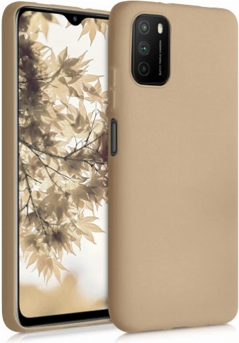 Xiaomi Poco M3 Kılıf İnce Soft Mat Renkli Esnek Silikon Kapak - Gold