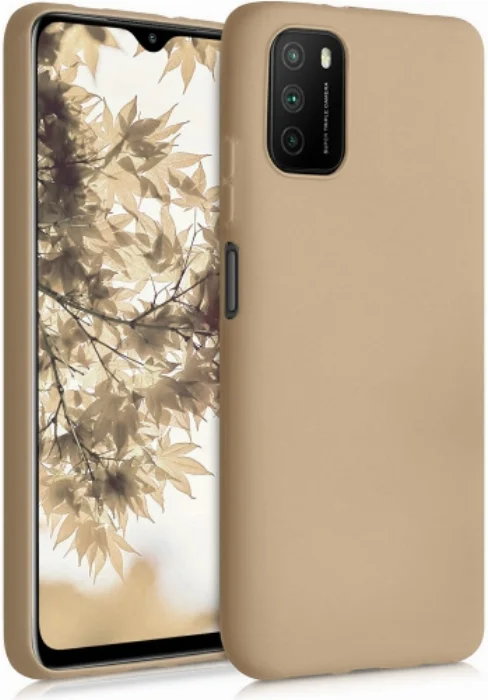 Xiaomi Poco M3 Kılıf İnce Mat Esnek Silikon - Gold