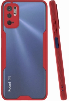 Xiaomi Poco M3 Pro Kılıf Renkli Silikon Kamera Lens Korumalı Şeffaf Parfe Kapak - Kırmızı