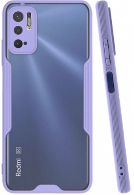 Xiaomi Poco M3 Pro Kılıf Renkli Silikon Kamera Lens Korumalı Şeffaf Parfe Kapak - Lila