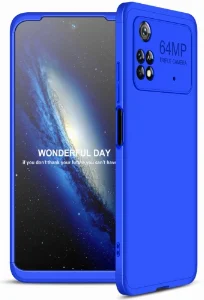 Xiaomi Poco M4 Pro 5G Kılıf 3 Parçalı 360 Tam Korumalı Rubber AYS Kapak - Mavi