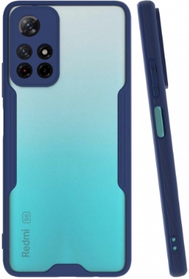 Xiaomi Poco M4 Pro 5G Kılıf Renkli Silikon Kamera Lens Korumalı Şeffaf Parfe Kapak - Lacivert