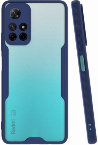 Xiaomi Poco M4 Pro 5G Kılıf Renkli Silikon Kamera Lens Korumalı Şeffaf Parfe Kapak - Lacivert