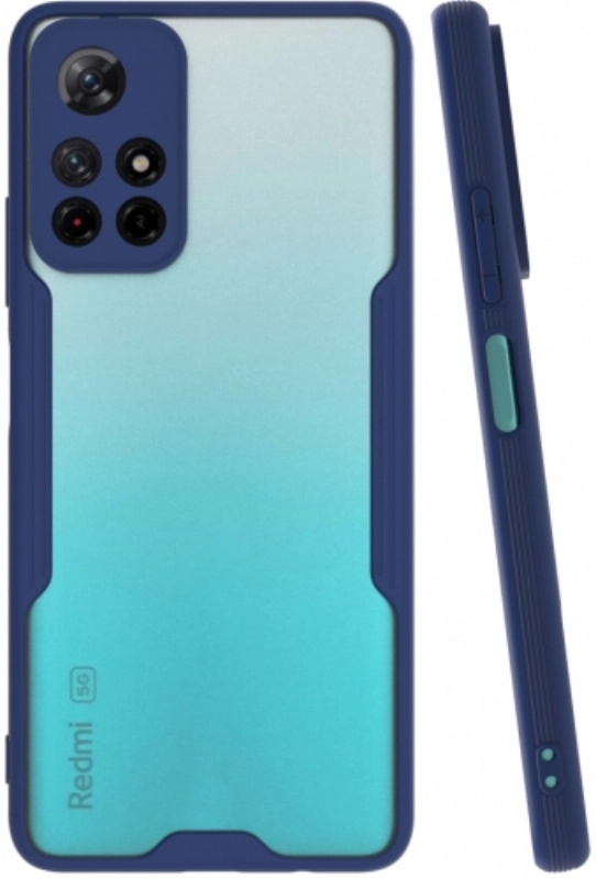 Xiaomi Poco M4 Pro 5G Kılıf Renkli Silikon Kamera Lens Korumalı Şeffaf Parfe Kapak - Lacivert