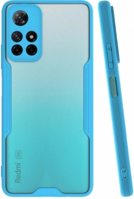 Xiaomi Poco M4 Pro 5G Kılıf Renkli Silikon Kamera Lens Korumalı Şeffaf Parfe Kapak - Mavi