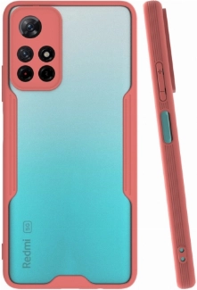 Xiaomi Poco M4 Pro 5G Kılıf Renkli Silikon Kamera Lens Korumalı Şeffaf Parfe Kapak - Pembe