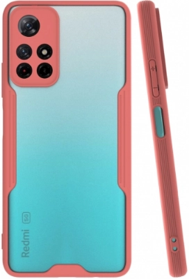 Xiaomi Poco M4 Pro 5G Kılıf Renkli Silikon Kamera Lens Korumalı Şeffaf Parfe Kapak - Pembe