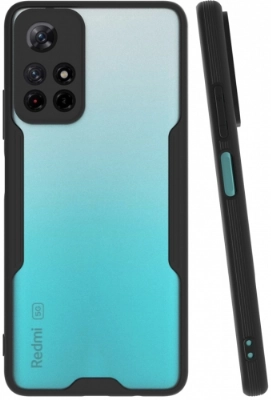 Xiaomi Poco M4 Pro 5G Kılıf Renkli Silikon Kamera Lens Korumalı Şeffaf Parfe Kapak - Siyah