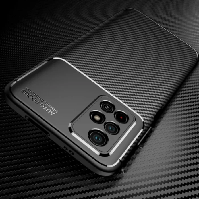 Xiaomi Poco M4 Pro 5G Kılıf Karbon Serisi Mat Fiber Silikon Negro Kapak - Siyah