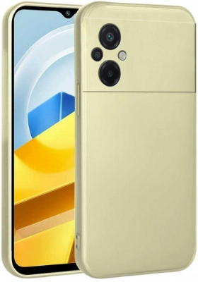 Xiaomi Poco M5 Kılıf İnce Soft Mat Renkli Esnek Silikon Kapak - Gold