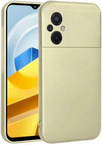 Xiaomi Poco M5 Kılıf İnce Soft Mat Renkli Esnek Silikon Kapak - Gold