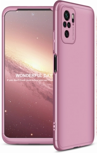 Xiaomi Poco M5s Kılıf 3 Parçalı 360 Tam Korumalı Rubber AYS Kapak - Rose Gold