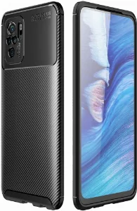 Xiaomi Poco M5s Kılıf Karbon Serisi Mat Fiber Silikon Negro Kapak - Siyah