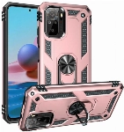 Xiaomi Poco M5s Kılıf Silikon Zırhlı Standlı Yüzüklü Mıknatıslı Tank Kapak - Rose Gold