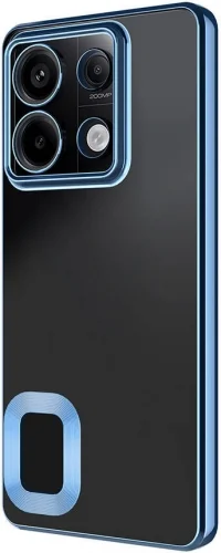 Xiaomi Poco M6 Pro 4G Kılıf Kamera Lens Korumalı Şeffaf Renkli Logo Gösteren Parlak Kapak - Sierra Mavi