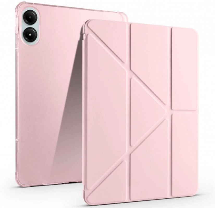 Xiaomi Poco Pad Tablet Kılıfı Standlı Tri Folding Kalemlikli Silikon Smart Cover - Rose Gold