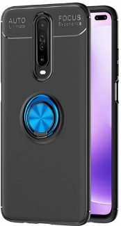 Xiaomi Poco X2 Kılıf Renkli Silikon Yüzüklü Standlı Auto Focus Ravel Kapak - Mavi - Siyah