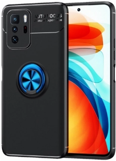 Xiaomi Poco X3 GT Kılıf Renkli Silikon Yüzüklü Standlı Auto Focus Ravel Kapak - Mavi - Siyah