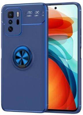 Xiaomi Poco X3 GT Kılıf Renkli Silikon Yüzüklü Standlı Auto Focus Ravel Kapak - Mavi