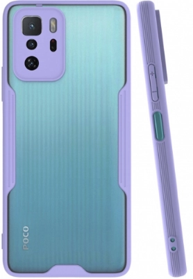 Xiaomi Poco X3 GT Kılıf Renkli Silikon Kamera Lens Korumalı Şeffaf Parfe Kapak - Lila