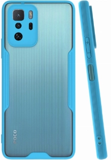 Xiaomi Poco X3 GT Kılıf Renkli Silikon Kamera Lens Korumalı Şeffaf Parfe Kapak - Mavi