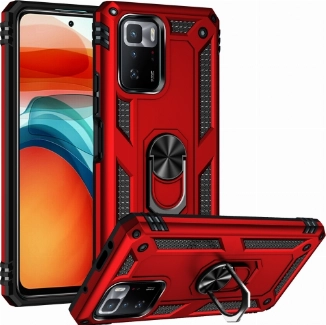 Xiaomi Poco X3 GT Kılıf Silikon Zırhlı Standlı Yüzüklü Mıknatıslı Tank Kapak - Kırmızı