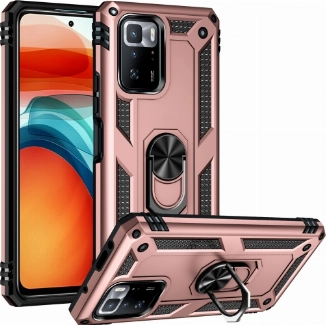 Xiaomi Poco X3 GT Kılıf Silikon Zırhlı Standlı Yüzüklü Mıknatıslı Tank Kapak - Rose Gold