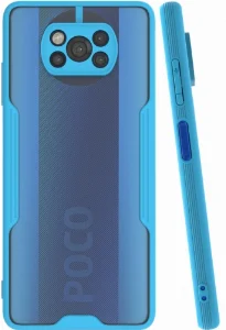 Xiaomi Poco X3 Pro Kılıf Kamera Lens Korumalı Arkası Şeffaf Silikon Kapak - Mavi