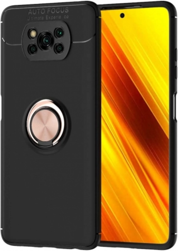 Xiaomi Poco X3 NFC Kılıf Renkli Silikon Yüzüklü Standlı Auto Focus Ravel Kapak - Rose Gold