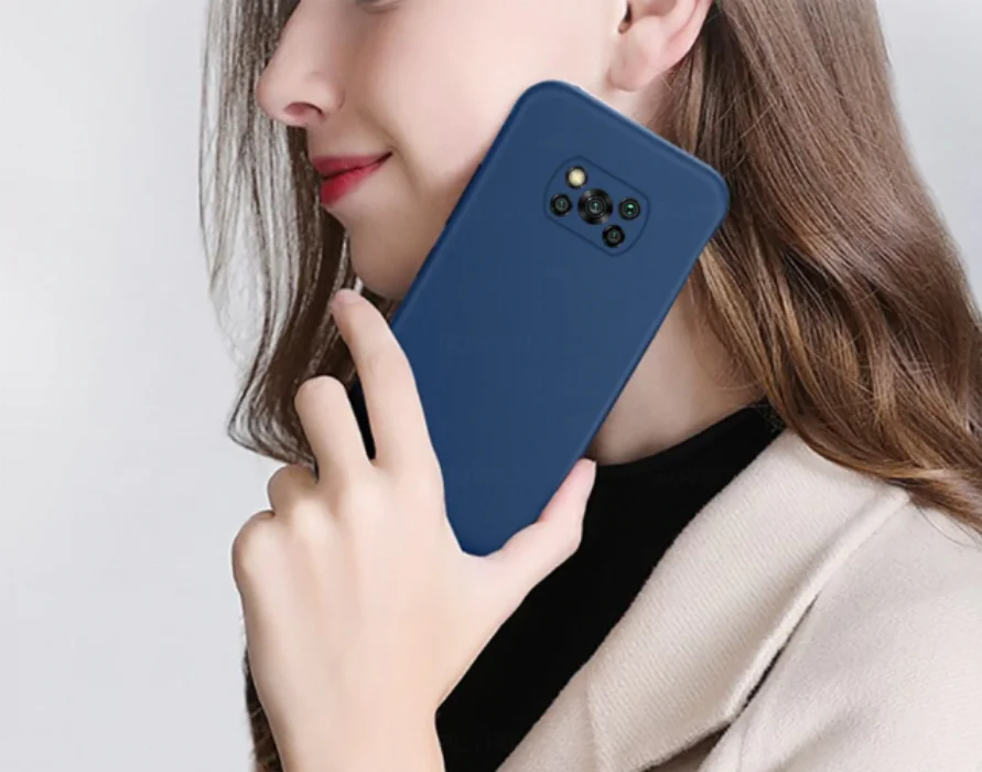 Xiaomi Poco X3 NFC Kılıf Liquid Serisi İçi Kadife İnci Esnek Silikon Kapak - Siyah