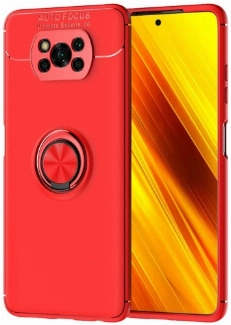 Xiaomi Poco X3 Pro Kılıf Renkli Silikon Yüzüklü Standlı Auto Focus Ravel Kapak - Kırmızı