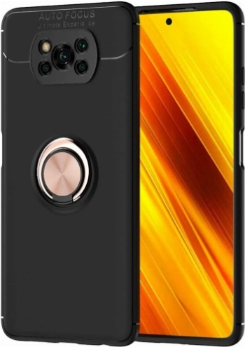 Xiaomi Poco X3 Pro Kılıf Renkli Silikon Yüzüklü Standlı Auto Focus Ravel Kapak - Rose Gold