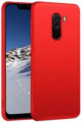 Xiaomi Pocophone F1 Kılıf İnce Soft Mat Renkli Esnek Silikon Kapak - Kırmızı