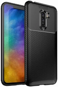 Xiaomi Pocophone F1 Kılıf Karbon Serisi Mat Fiber Silikon Negro Kapak - Siyah