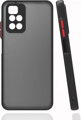 Xiaomi Redmi 10 Kılıf Kamera Korumalı Arkası Şeffaf Mat Silikon Kapak - Siyah