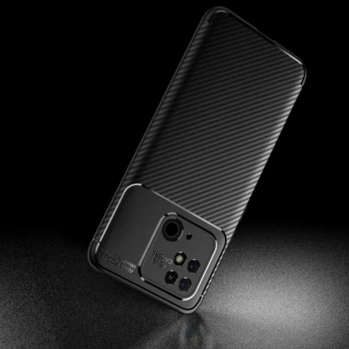 Xiaomi Redmi 10C Kılıf Karbon Serisi Mat Fiber Silikon Negro Kapak - Siyah