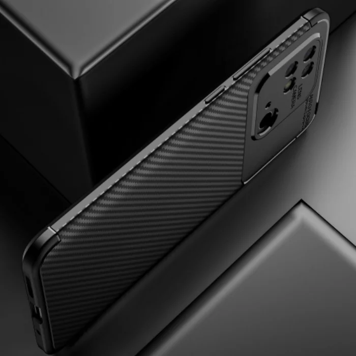 Xiaomi Redmi 10C Kılıf Karbon Serisi Mat Fiber Silikon Negro Kapak - Siyah
