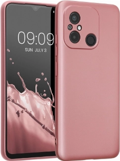 Xiaomi Redmi 12C Kılıf İnce Soft Mat Renkli Esnek Silikon Kapak - Rose Gold