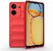 Xiaomi Redmi 13C Kılıf Esnek TPU Oyuklu Arka Yüzey Tasarımlı Zore Etnik Silikon Kapak - Kırmızı