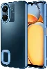 Xiaomi Redmi 13C Kılıf Kamera Lens Korumalı Şeffaf Renkli Logo Gösteren Parlak Kapak - Mavi