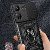 Xiaomi Redmi 13C Kılıf Zırhlı Standlı Silikon Sürgülü Kamera Korumalı Tank Kapak - Siyah