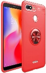 Xiaomi Redmi 6A Kılıf Renkli Silikon Yüzüklü Standlı Auto Focus Ravel Kapak - Kırmızı