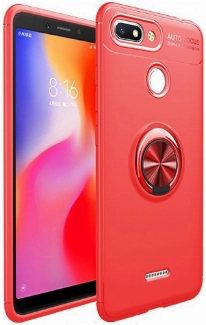 Xiaomi Redmi 6A Kılıf Renkli Silikon Yüzüklü Standlı Auto Focus Ravel Kapak - Kırmızı