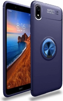 Xiaomi Redmi 7A Kılıf Renkli Silikon Yüzüklü Standlı Auto Focus Ravel Kapak - Mavi