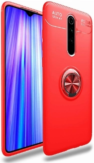 Xiaomi Redmi 8 Kılıf Renkli Silikon Yüzüklü Standlı Auto Focus Ravel Kapak - Kırmızı