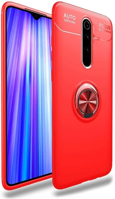 Xiaomi Redmi 8 Kılıf Renkli Silikon Yüzüklü Standlı Auto Focus Ravel Kapak - Kırmızı