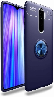 Xiaomi Redmi 8 Kılıf Renkli Silikon Yüzüklü Standlı Auto Focus Ravel Kapak - Mavi