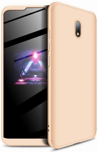 Xiaomi Redmi 8A Kılıf 3 Parçalı 360 Tam Korumalı Rubber AYS Kapak  - Gold